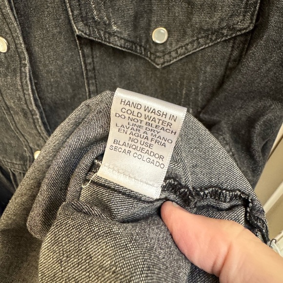 Distressed Black Snap Front Shirt - Picture 5 of 8